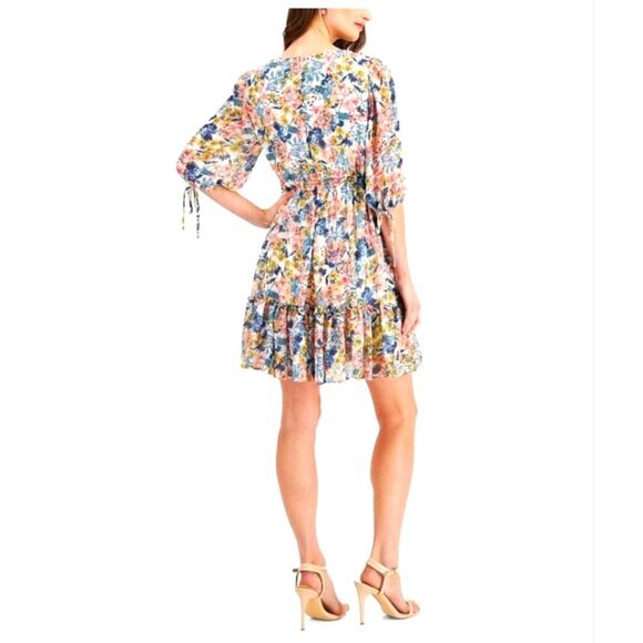 Just Taylor Floral Midi Tiered Dress Smocked Cottagecore Bloomcore Coquette 8 - Picture 1 of 13